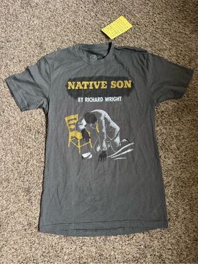 Out of Print Native Son Graphic Tee - Charcoal Gray with Yellow & White Print
